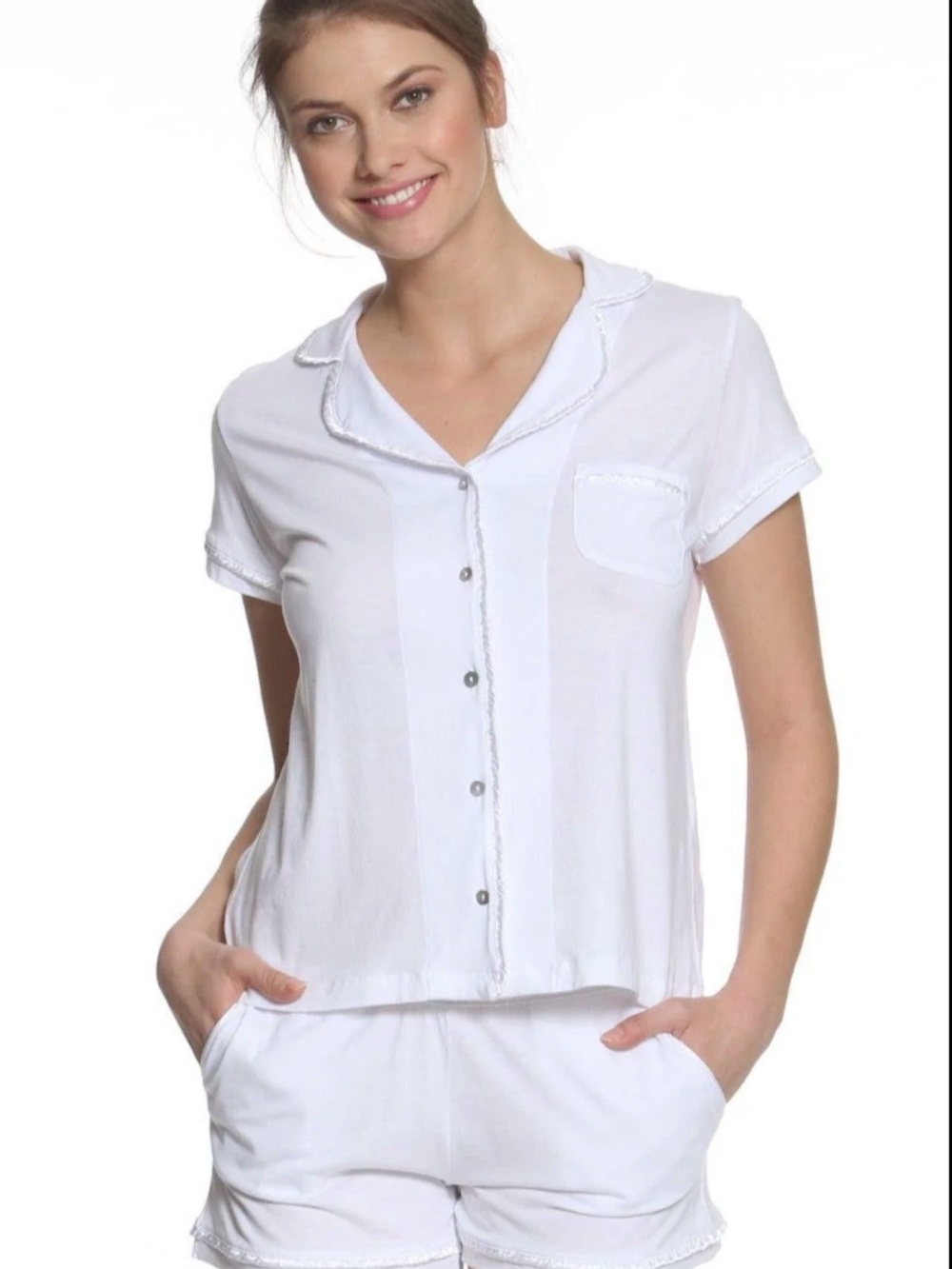 Classic White Short Sleeve Pajama Set B.UP